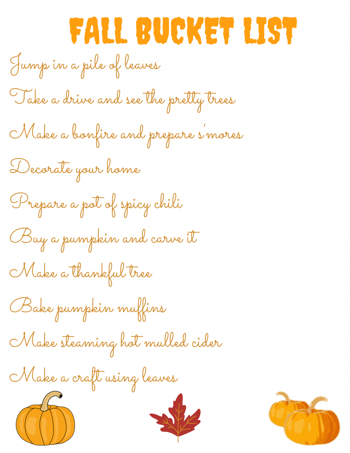 Fall Bucket List with Free Printable