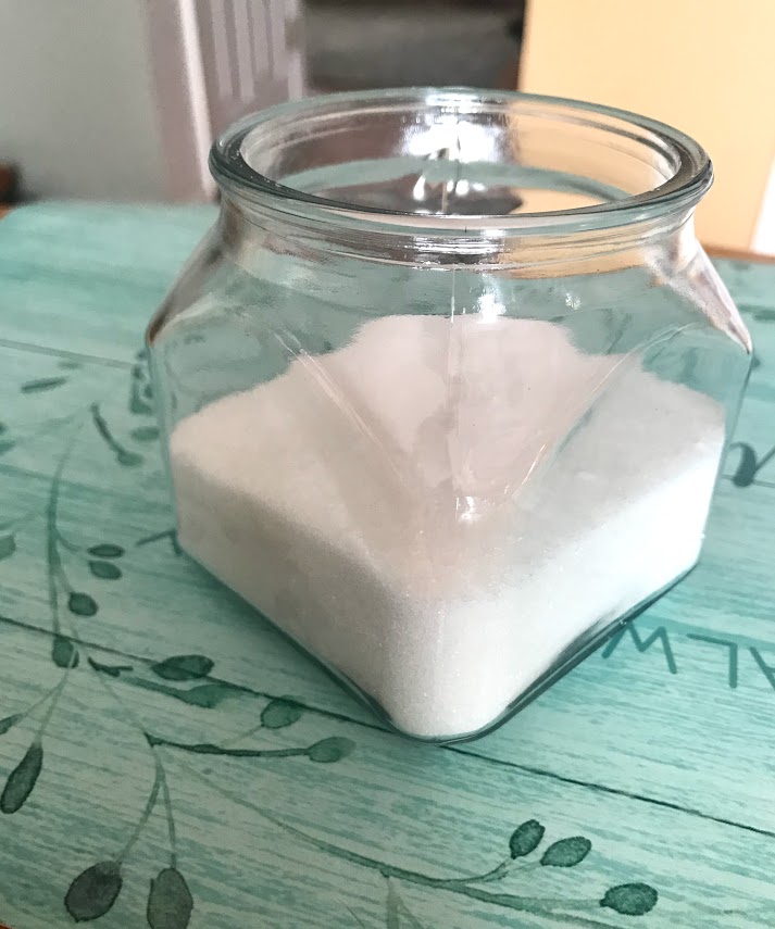 Sugar in a glass jar 